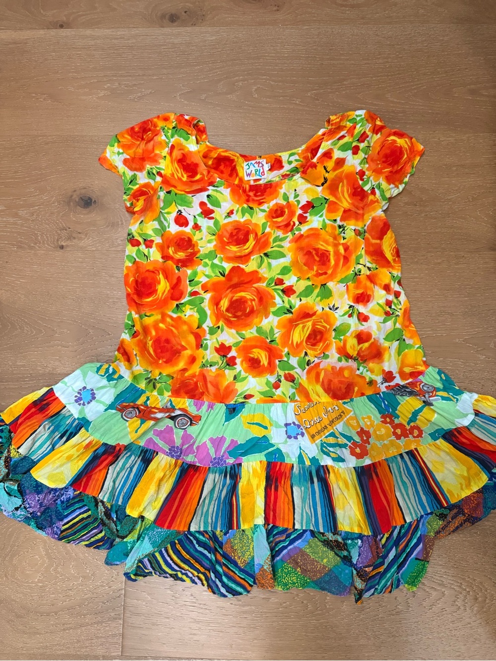 JAMS WORLD sz Large HATTIE style Orange Floral Dress